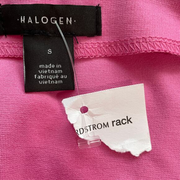 Halogen Pink Knit Pullover 3/4 Ruched Sleeve V-Neck Barbie Top S  NWT - Picture 10 of 12